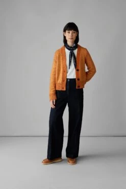 V-Neck Alpaca Blend Cardigan | Butternut Melange -Falke Store WKNUS17 6
