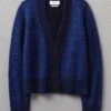 V-Neck Alpaca Blend Cardigan | Blue Melange -Falke Store WKNUS17 bluemelange 0