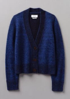 V-Neck Alpaca Blend Cardigan | Blue Melange