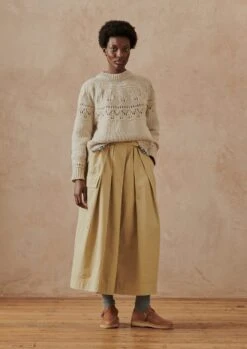 Textured Yoke Wool Cotton Sweater | Bone 12 Textured Yoke Wool Cotton Sweater | Bone -Falke Store WKNUS18 2