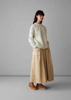 Textured Yoke Wool Cotton Sweater | Bone 13 Textured Yoke Wool Cotton Sweater | Bone -Falke Store WKNUS18 3
