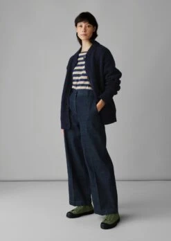 Donegal Wool Knitted Jacket | Navy -Falke Store WKNUS27 6