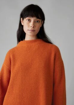 Fisherman Rib Cotton Wool Tunic | Pumpkin -Falke Store WKNUS31 2