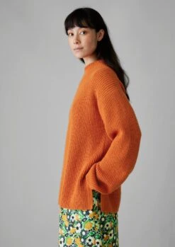 Fisherman Rib Cotton Wool Tunic | Pumpkin -Falke Store WKNUS31 3