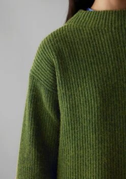 Fisherman Rib Cotton Wool Tunic | Lawn Green -Falke Store WKNUS31 9