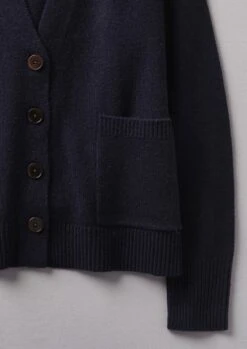Wool Cashmere Boxy Cardigan | Darkest Navy -Falke Store WKNUS34 3