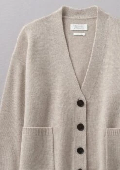Wool Cashmere Boxy Cardigan | Putty -Falke Store WKNUS34 8