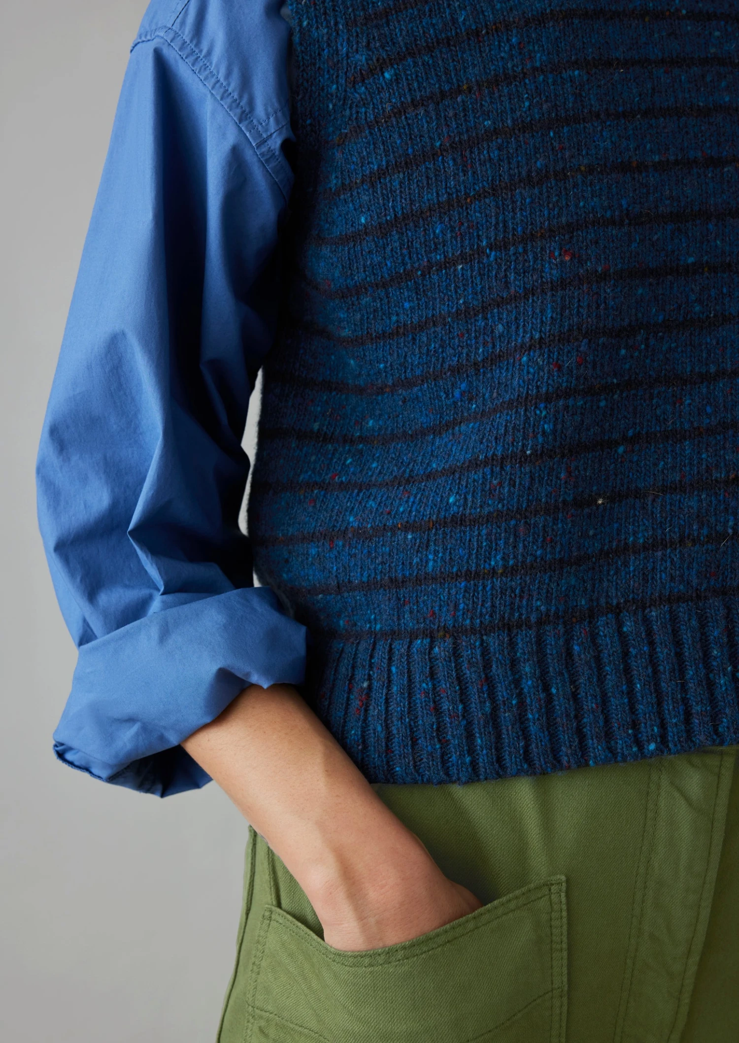 Stripe Donegal Merino Knitted Tank | Blue/Navy 5 Stripe Donegal Merino Knitted Tank | Blue/Navy - Image 3