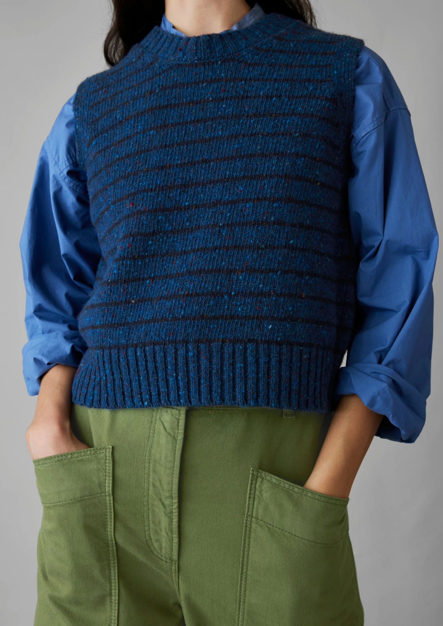 Stripe Donegal Merino Knitted Tank | Blue/Navy 7 Stripe Donegal Merino Knitted Tank | Blue/Navy - Image 5