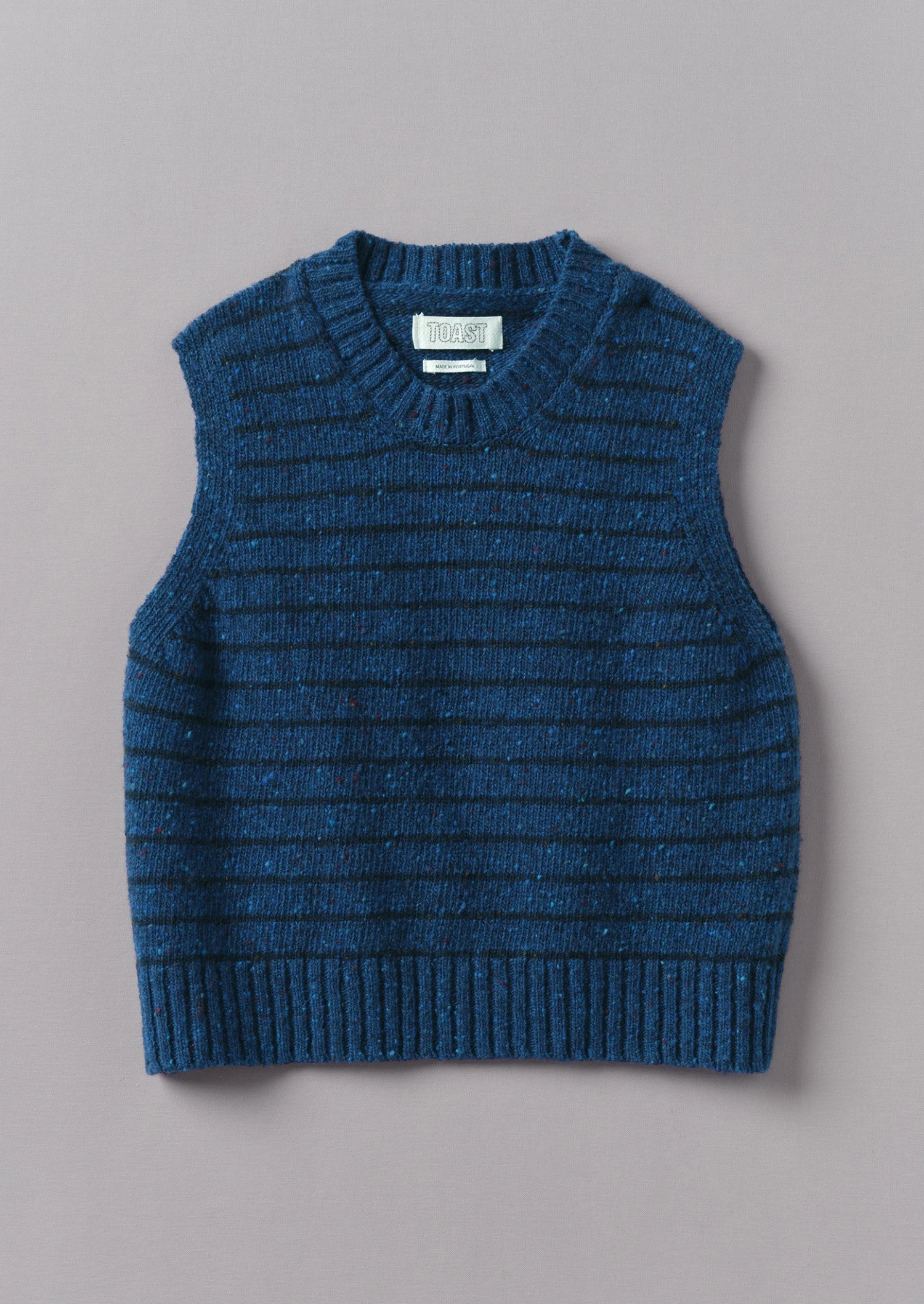 Stripe Donegal Merino Knitted Tank | Blue/Navy 3 Stripe Donegal Merino Knitted Tank | Blue/Navy