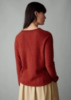Stripe Wool Cashmere Neat Sweater | Red Earth/Harissa -Falke Store WKNUS36 10