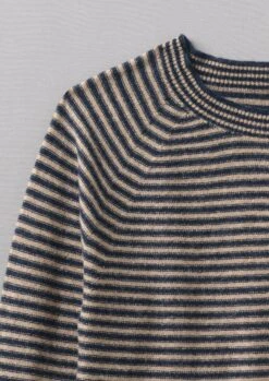 Stripe Wool Cashmere Neat Sweater | Anthracite/Biscuit -Falke Store WKNUS36 6