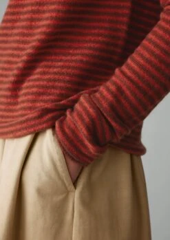 Stripe Wool Cashmere Neat Sweater | Red Earth/Harissa -Falke Store WKNUS36 8