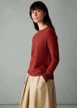 Stripe Wool Cashmere Neat Sweater | Red Earth/Harissa -Falke Store WKNUS36 9