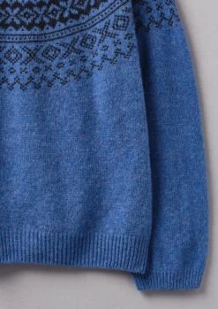 Fair Isle Yoke Wool Sweater | Cornflower/Navy -Falke Store WKNUS38 11