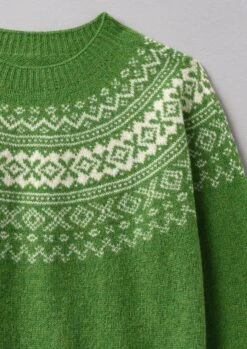 Fair Isle Yoke Wool Sweater | Lawn Green/Putty -Falke Store WKNUS38 12
