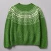 Fair Isle Yoke Wool Sweater | Lawn Green/Putty -Falke Store WKNUS38 lawngreenputty 0