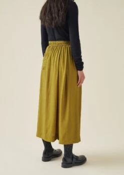 Crinkle Twill Culottes | Earth Gold -Falke Store WSKTW06 5copy