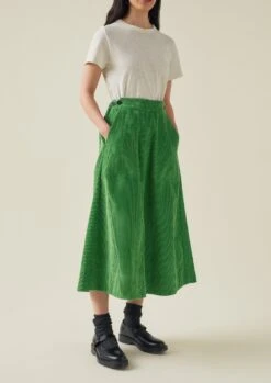 A Line Organic Cord Skirt | Spruce -Falke Store WSKTW09 3