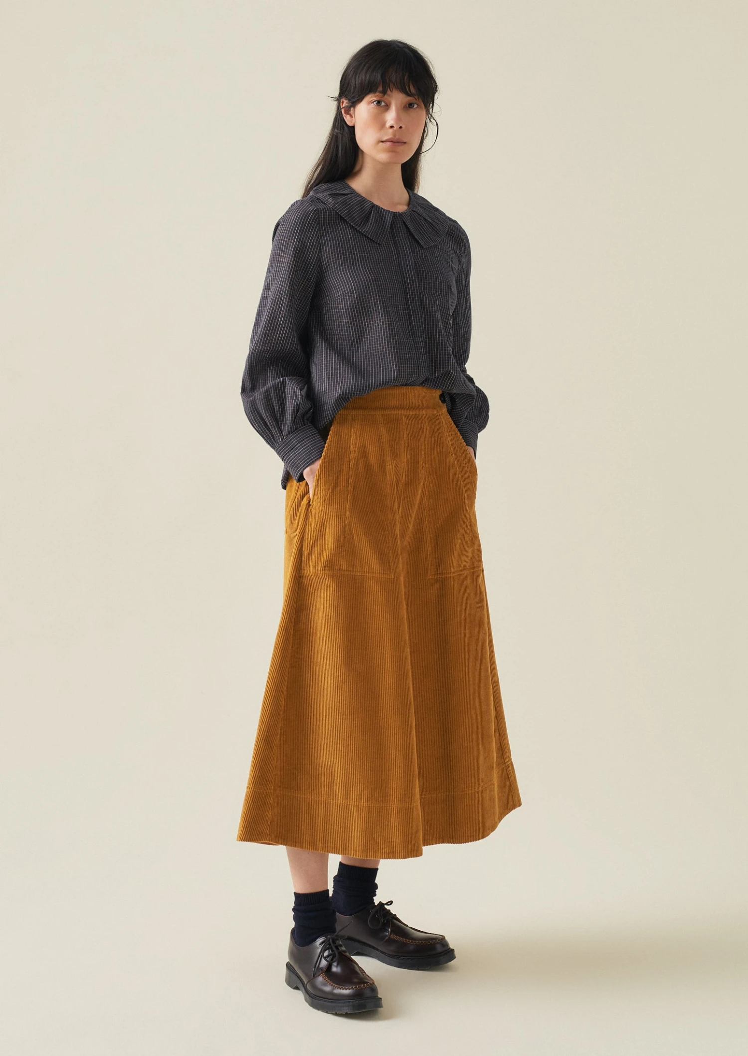 A Line Organic Cord Skirt | Toffee 4 A Line Organic Cord Skirt | Toffee - Image 2