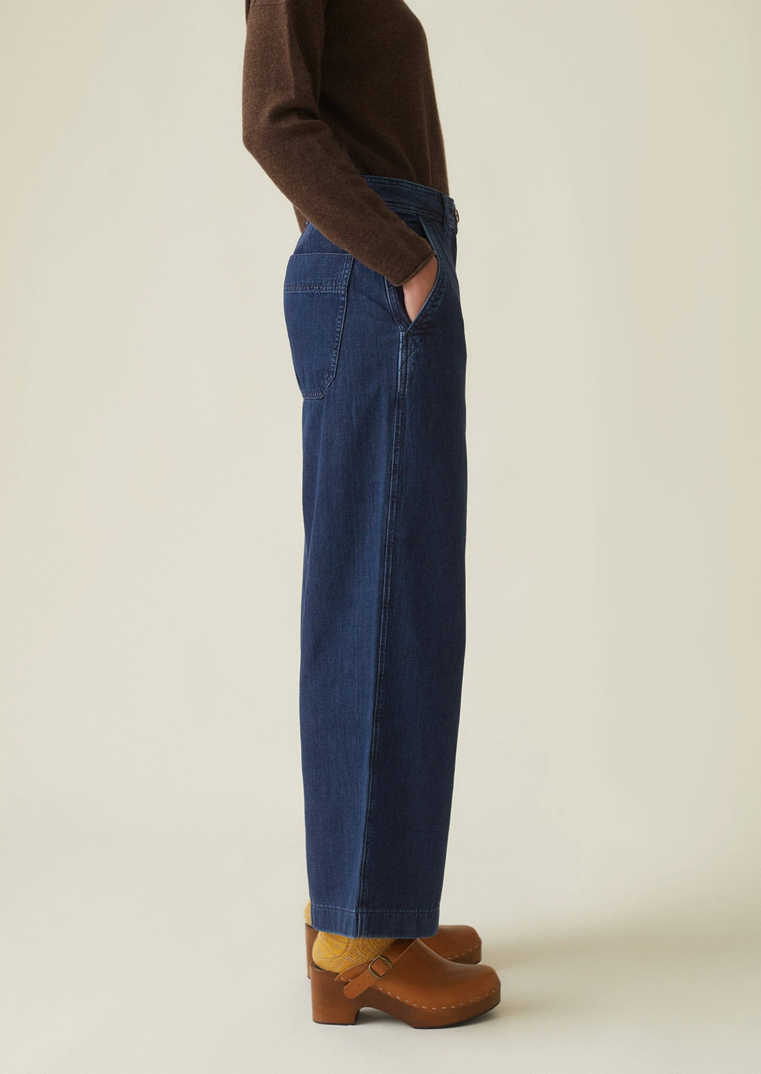 Flat Front Indigo Denim Trousers | Indigo 6 Flat Front Indigo Denim Trousers | Indigo - Image 4