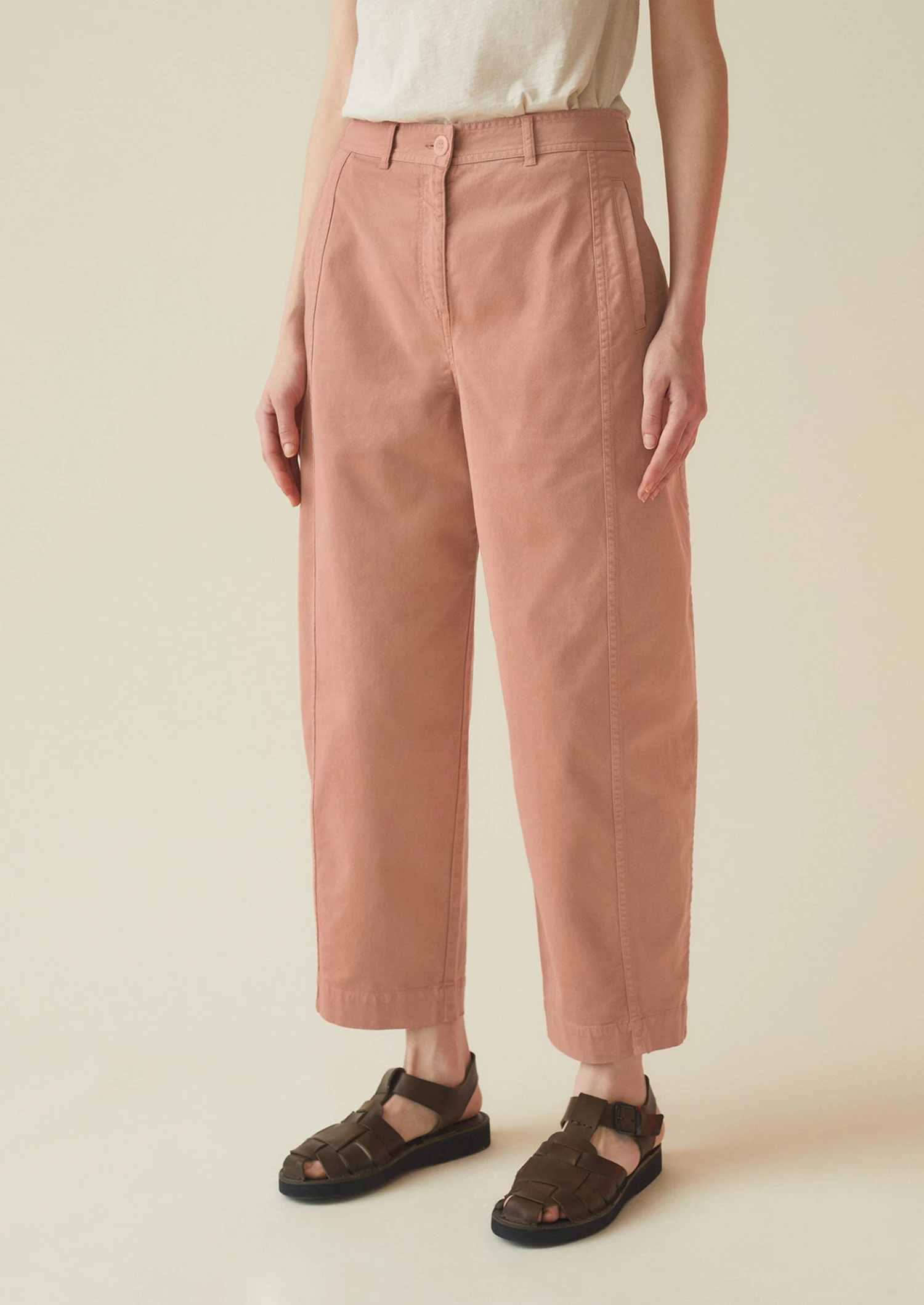 Flat Front Cotton Twill Trousers | Madder Rose 7 Flat Front Cotton Twill Trousers | Madder Rose - Image 5