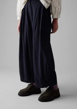 Indigo Cotton Twill Wide Leg Trousers | Indigo -Falke Store WTRTW03 1