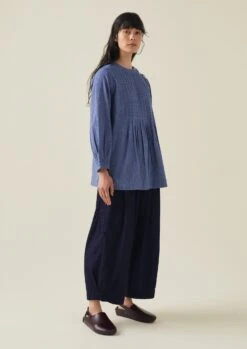 Indigo Cotton Twill Wide Leg Trousers | Indigo -Falke Store WTRTW03 2