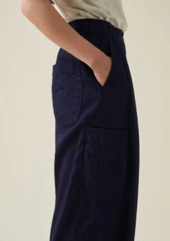 Indigo Cotton Twill Wide Leg Trousers | Indigo -Falke Store WTRTW03 4