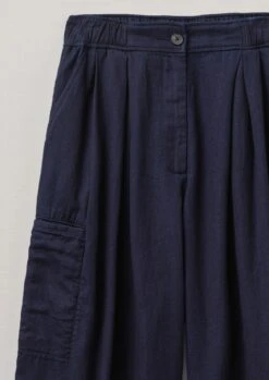 Indigo Cotton Twill Wide Leg Trousers | Indigo -Falke Store WTRTW03 6