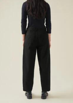Black Denim Side Button Trousers | Black -Falke Store WTRTW16 4