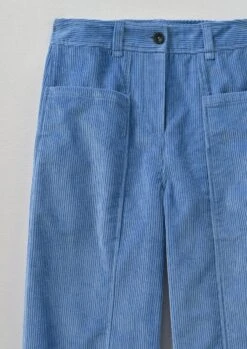 Panelled Organic Cord Trousers | Woad -Falke Store WTRTW19 10