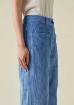 Panelled Organic Cord Trousers | Woad -Falke Store WTRTW19 7