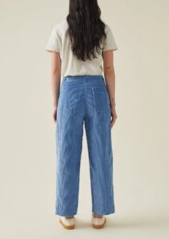Panelled Organic Cord Trousers | Woad -Falke Store WTRTW19 8