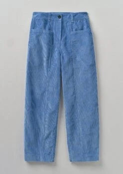 Panelled Organic Cord Trousers | Woad