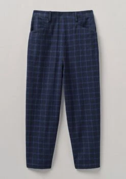 Alix Cotton Wool Seersucker Trousers | Navy