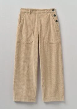Annie Organic Cord Side Button Trousers | Blonde