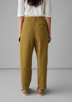 Cotton Twill Side Button Trousers | Almond -Falke Store WTRUS32 4