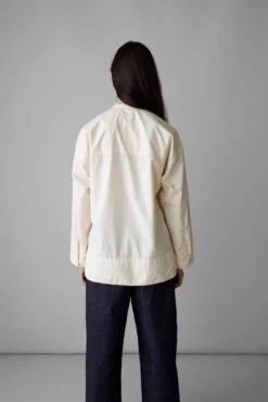 Tie Neck Cotton Poplin Shirt | Ecru -Falke Store WWTTS43 4