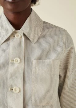 Patch Pocket Stripe Organic Cotton Shirt | Sunwashed Blue -Falke Store WWTTW03 3