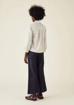 Patch Pocket Stripe Organic Cotton Shirt | Sunwashed Blue -Falke Store WWTTW03 4