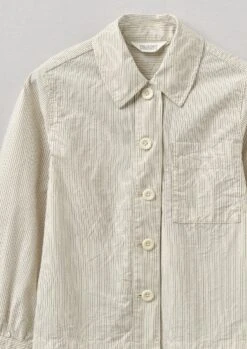 Patch Pocket Stripe Organic Cotton Shirt | Sunwashed Blue -Falke Store WWTTW03 5