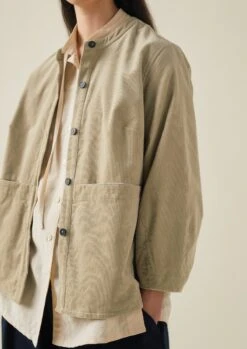 Front Pocket Soft Organic Cord Shirt | Stone 10 Front Pocket Soft Organic Cord Shirt | Stone -Falke Store WWTTW07 2