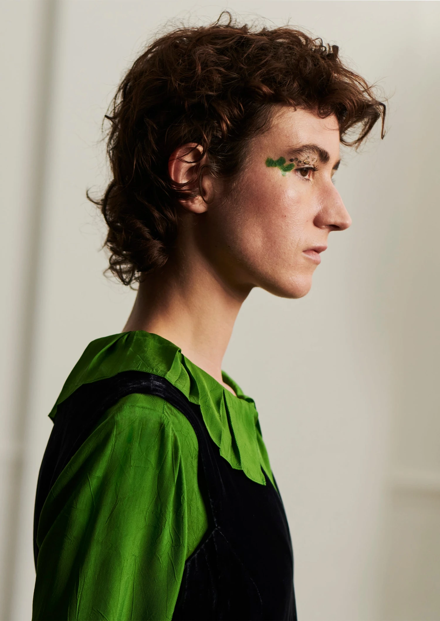 Ruffle Collar Crinkle Twill Shirt | Spruce 4 Ruffle Collar Crinkle Twill Shirt | Spruce - Image 2