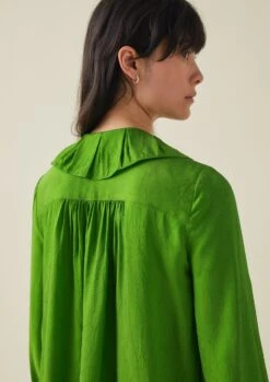 Ruffle Collar Crinkle Twill Shirt | Spruce 12 Ruffle Collar Crinkle Twill Shirt | Spruce -Falke Store WWTTW20 4