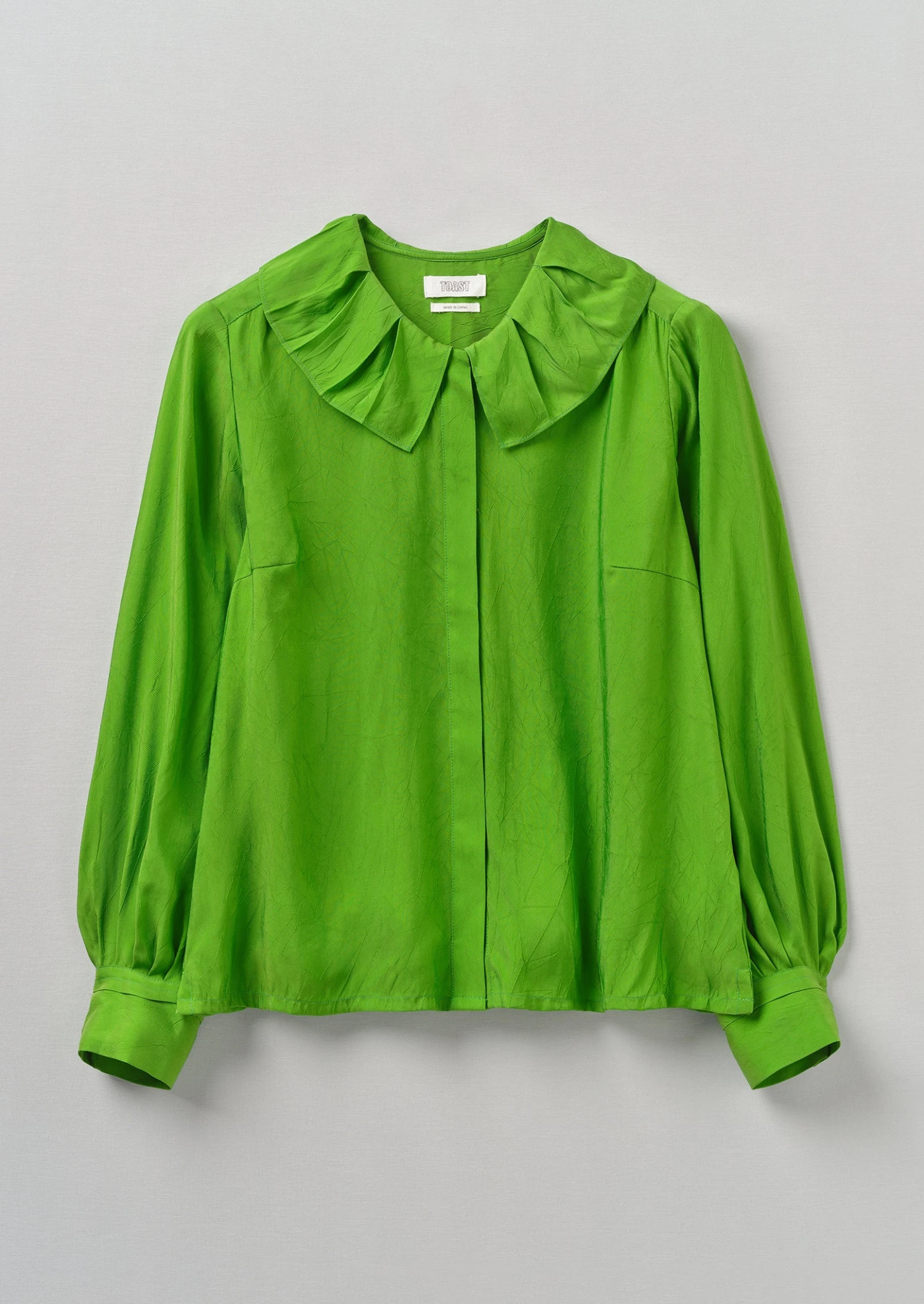 Ruffle Collar Crinkle Twill Shirt | Spruce 3 Ruffle Collar Crinkle Twill Shirt | Spruce