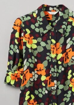 Harlequin Flower Print Crepe Shirt | Chrome Green 11 Harlequin Flower Print Crepe Shirt | Chrome Green -Falke Store WWTTW36 4