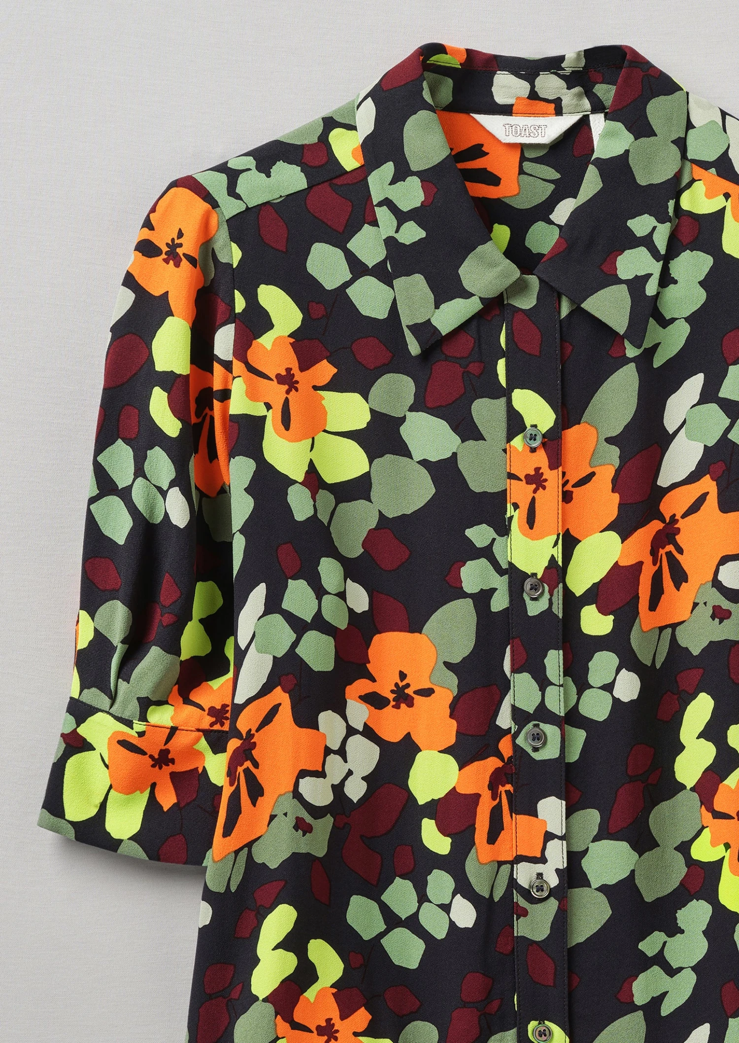 Harlequin Flower Print Crepe Shirt | Chrome Green 7 Harlequin Flower Print Crepe Shirt | Chrome Green - Image 5