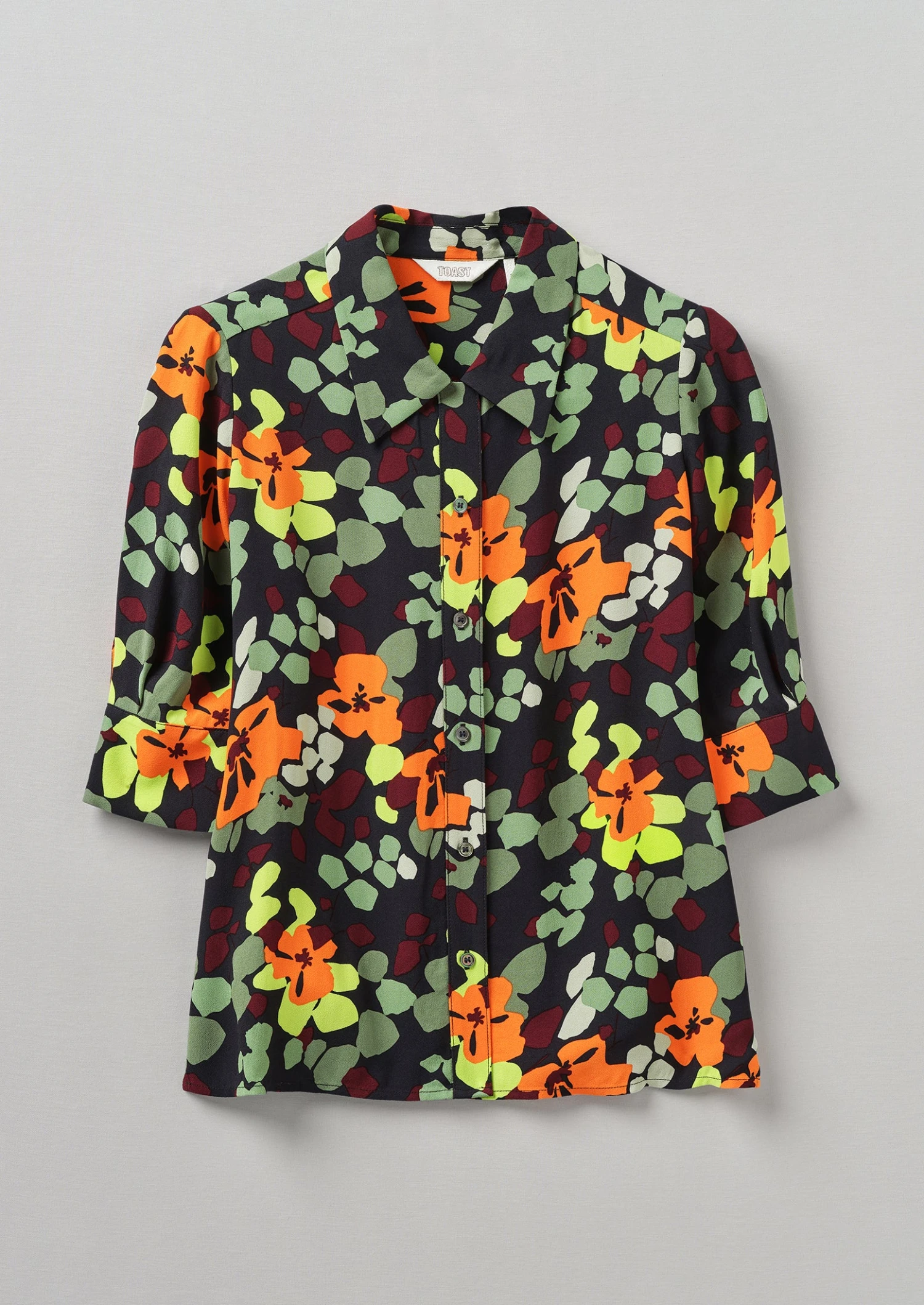 Harlequin Flower Print Crepe Shirt | Chrome Green 3 Harlequin Flower Print Crepe Shirt | Chrome Green