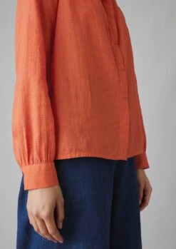 Anja Slubby Check Shirt | Redcurrant -Falke Store WWTUS03 3